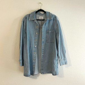 Zara Oversized Jean Utility Jacket with Pockets!